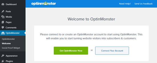 OptinMonster hesabınızı WordPress'e bağlama